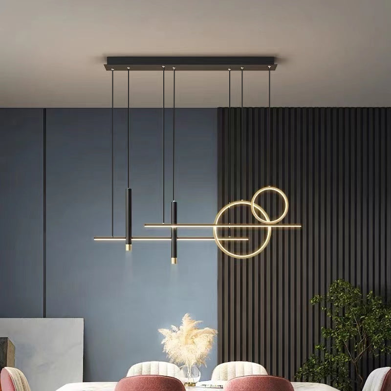 Arisha Modern Pendant Light LED, Double Circle, Gold/Black - Neutral Decor