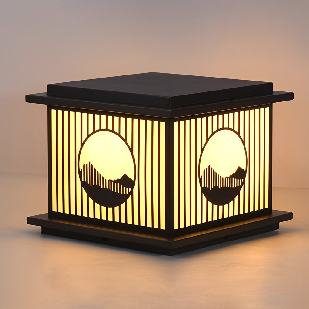 Peac Retro Scenery LED Modern Marble Outdoor Pillar Lamp