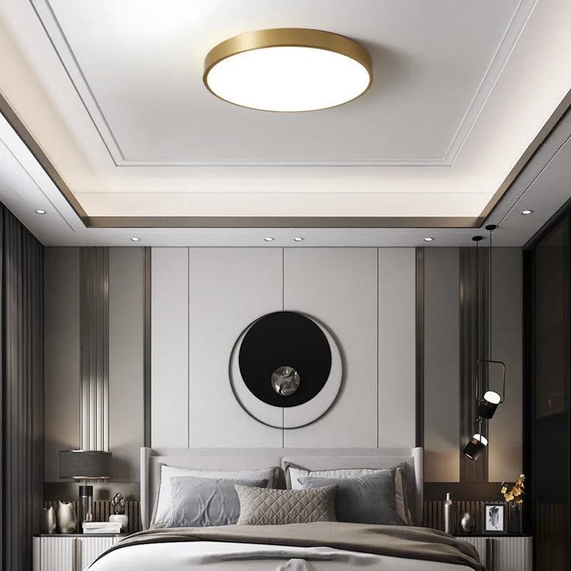 Arisha Nordic LED Gold Round Ceiling Light, Metal & Acrylic - Neutral Decor