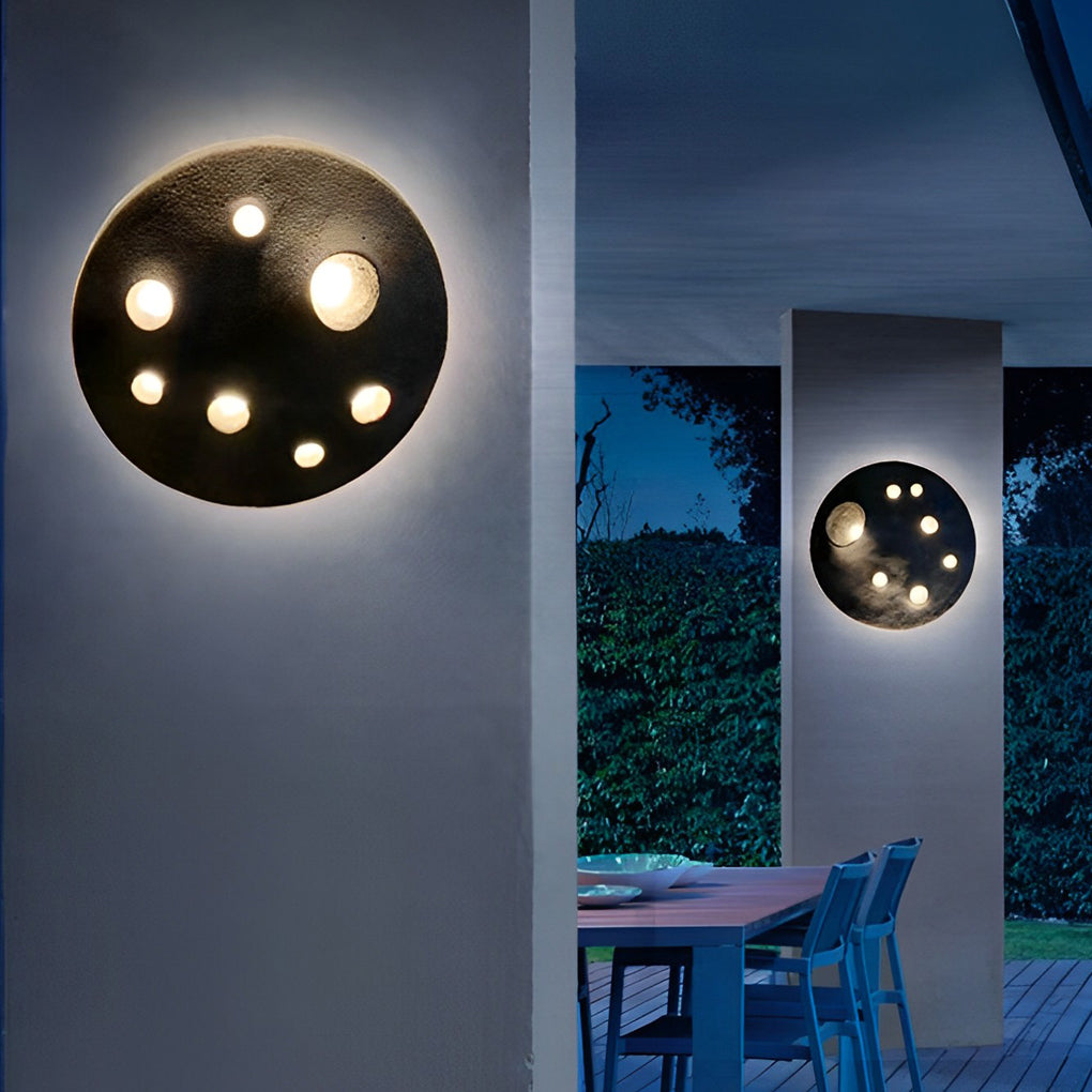 Muriel Creative Lunar Crater Stone Outdoor Wall Lamp