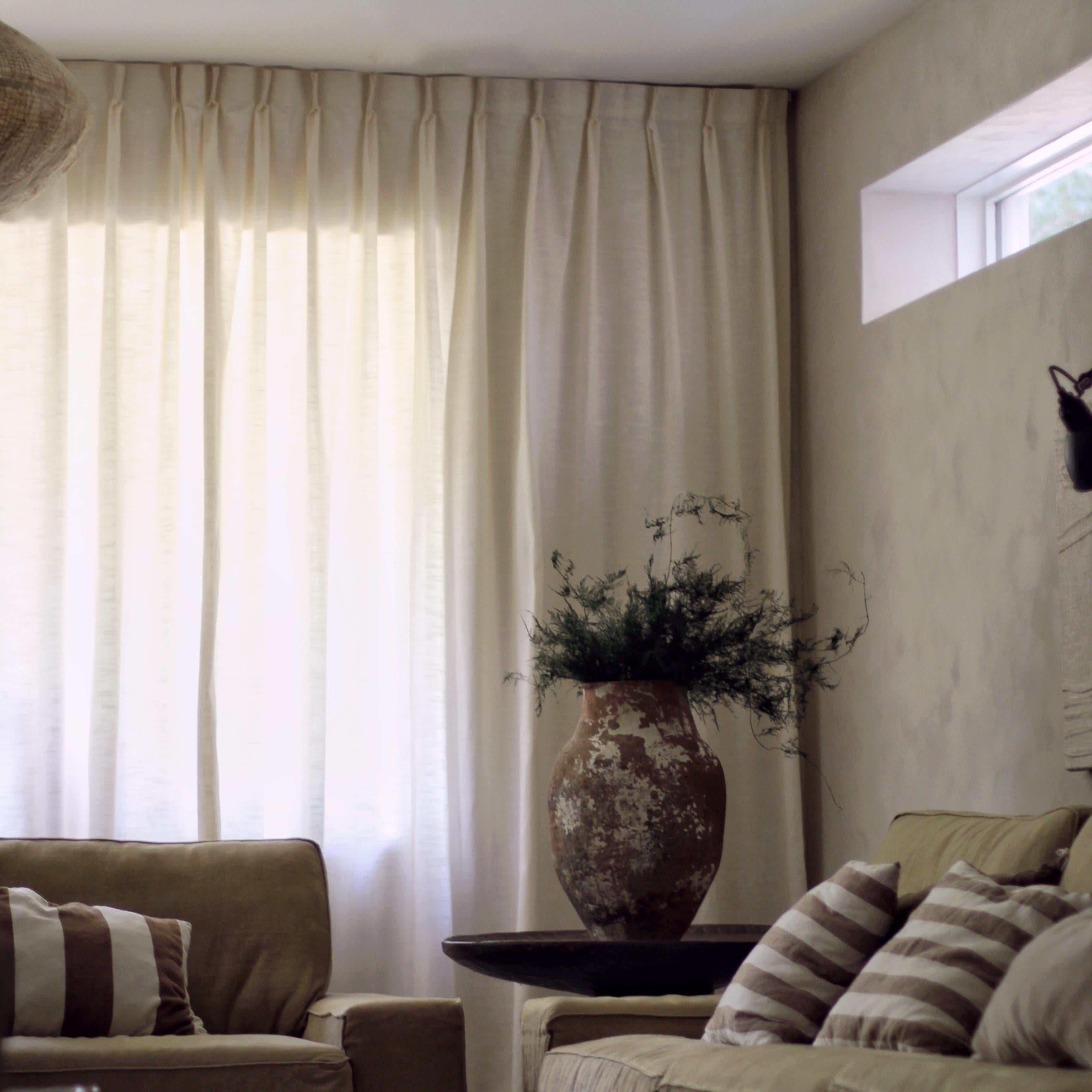 Jenna Linen Curtains & Drapes Pleated-Neutral Decor