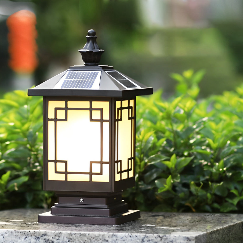 Bertte Retro Grilles LED Outdoor Fence Post Lights