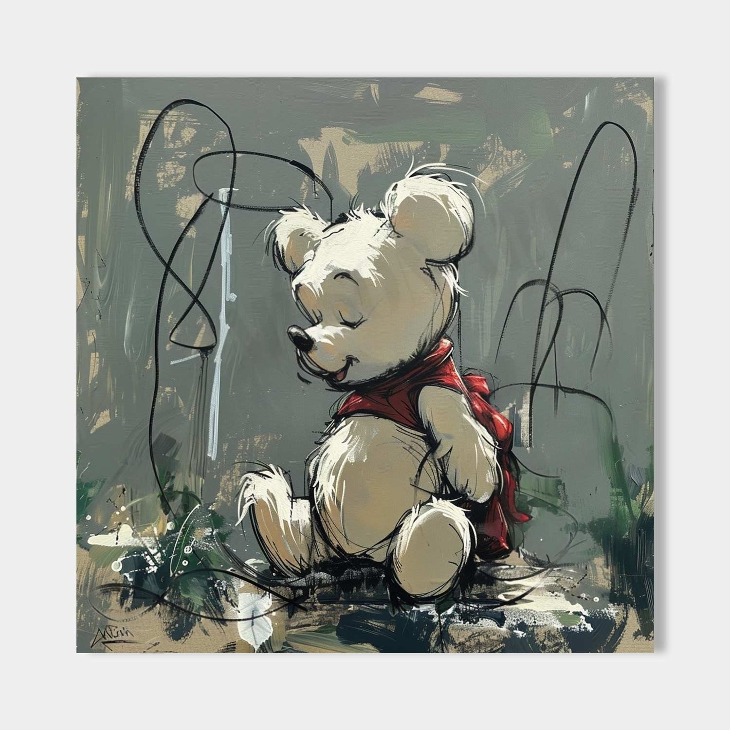 Wall Art Whimsical Sitting Bear - Neutralighting