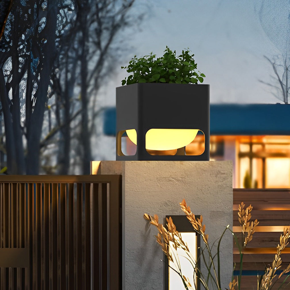 Beverly Square Flowerpot Modern Outdoor Post Lights