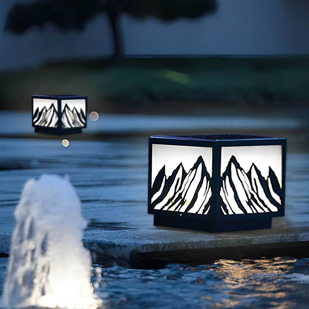 Kace LED Mountain Scenery Steel Outdoor Fence Post Lights
