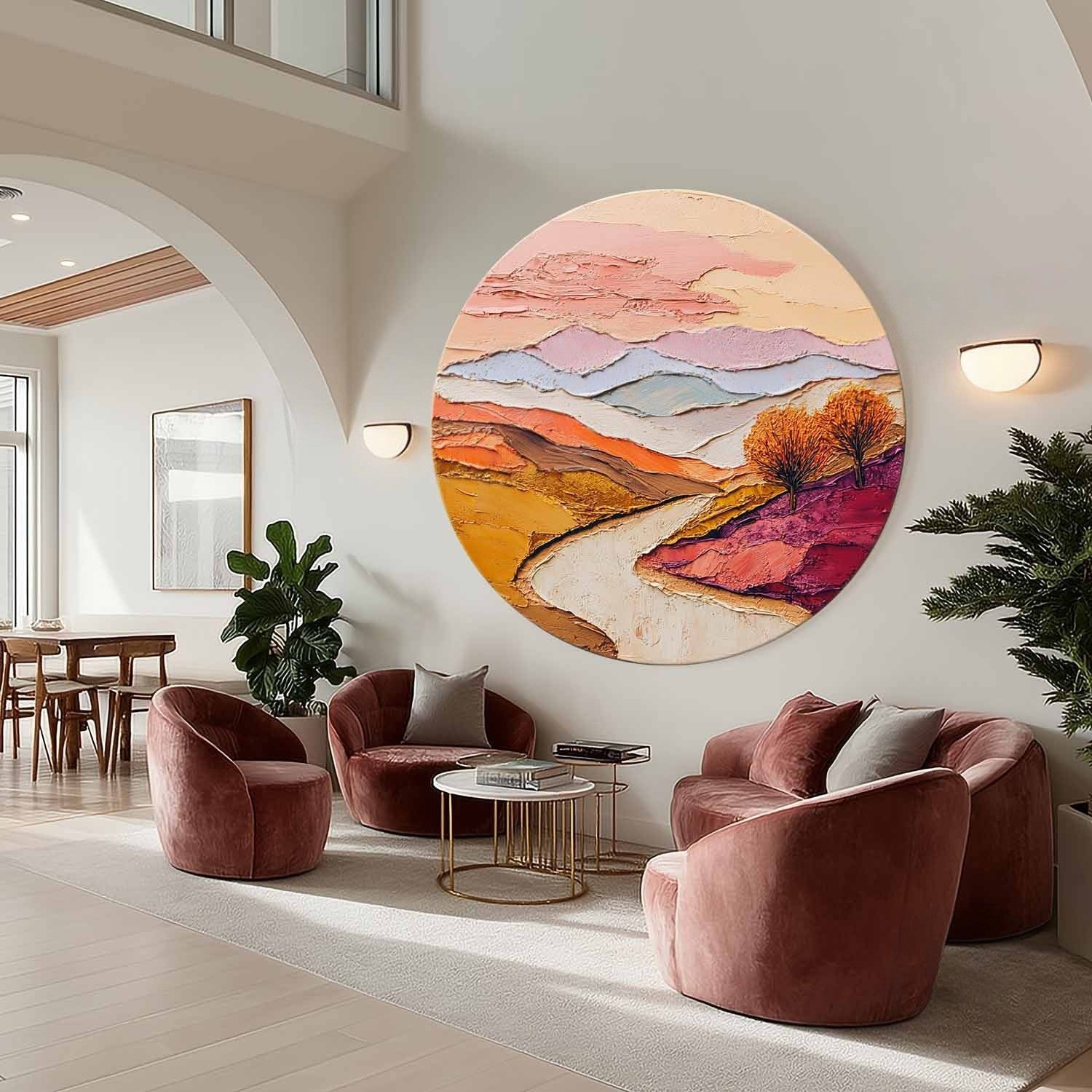 Wall Art Round Autumn Landscape - Neutralighting