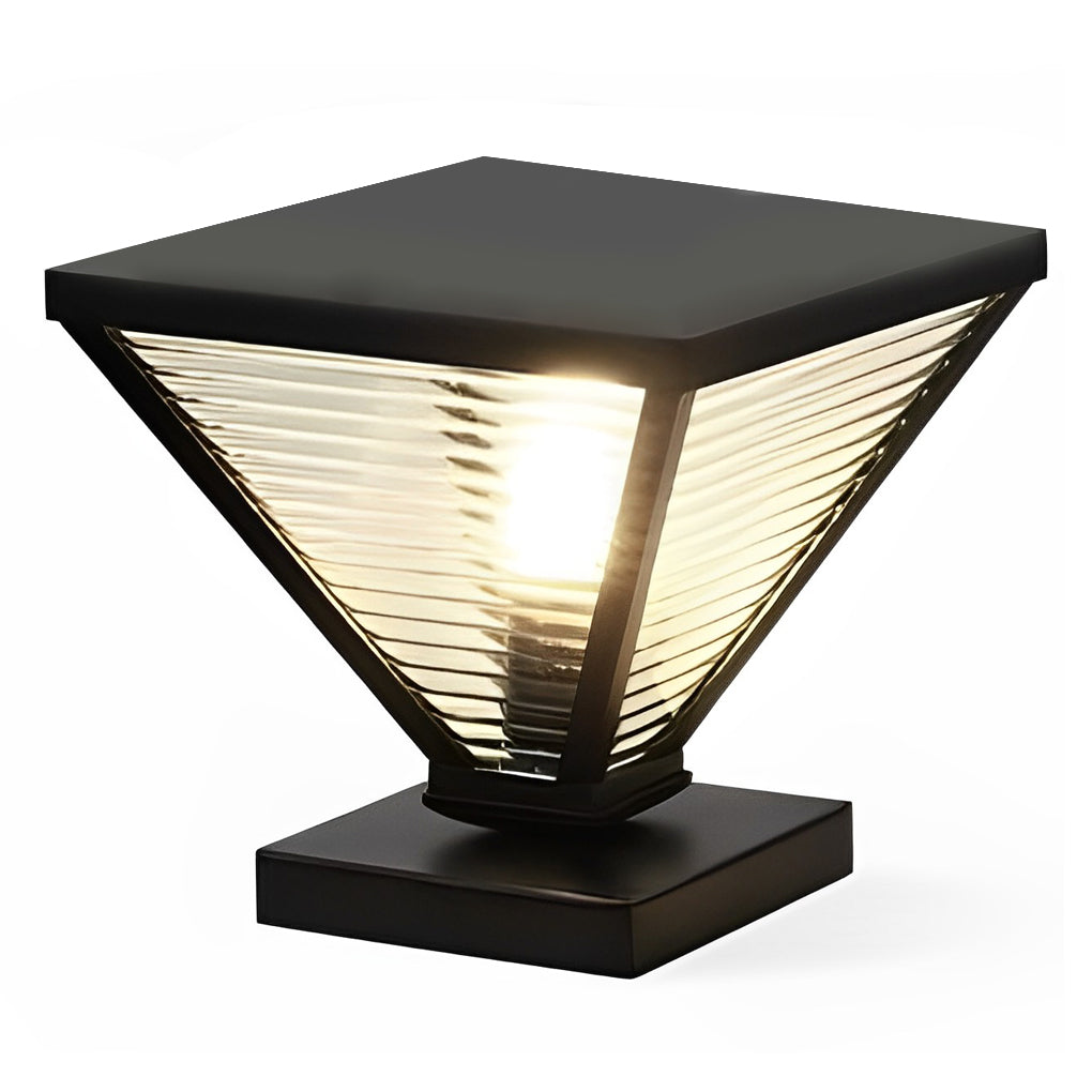 Drucilla Simple Geometric Modern Steel Outdoor Fence Post Lights