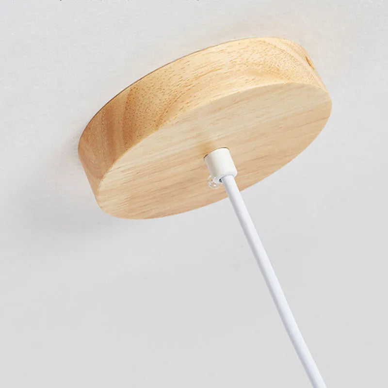 Muto Cylindrical Wood Pendant Light, for Bedroom & Kitchen Island - Neutral Decor