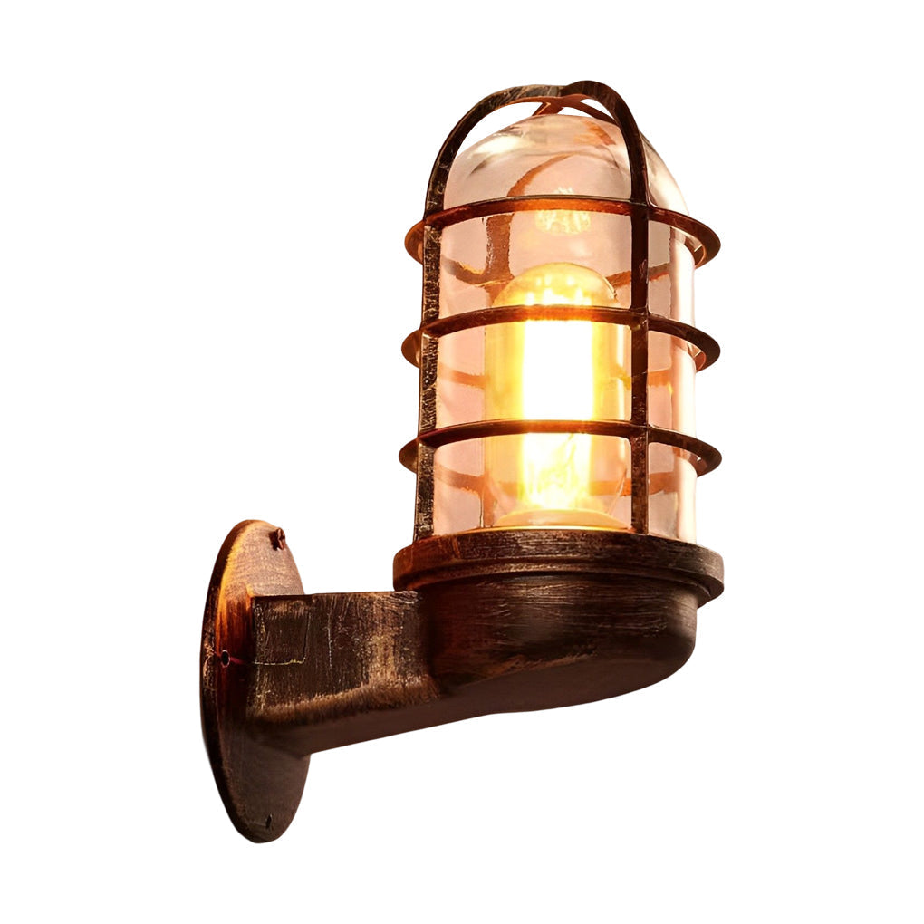 Vandal Retro Cage American-style Glass Outdoor Wall Lamp