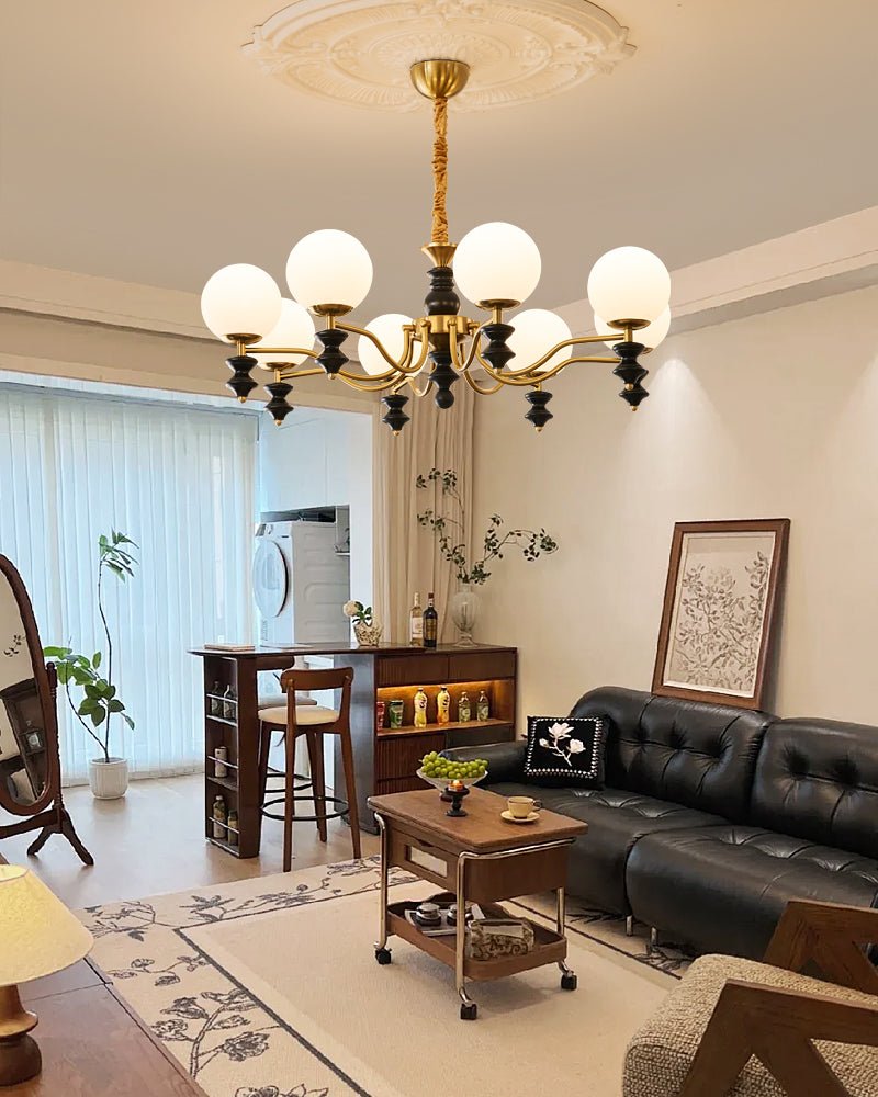 Ordore Traditional Elegance Vintage Wood Chandelier-Neutral Decor