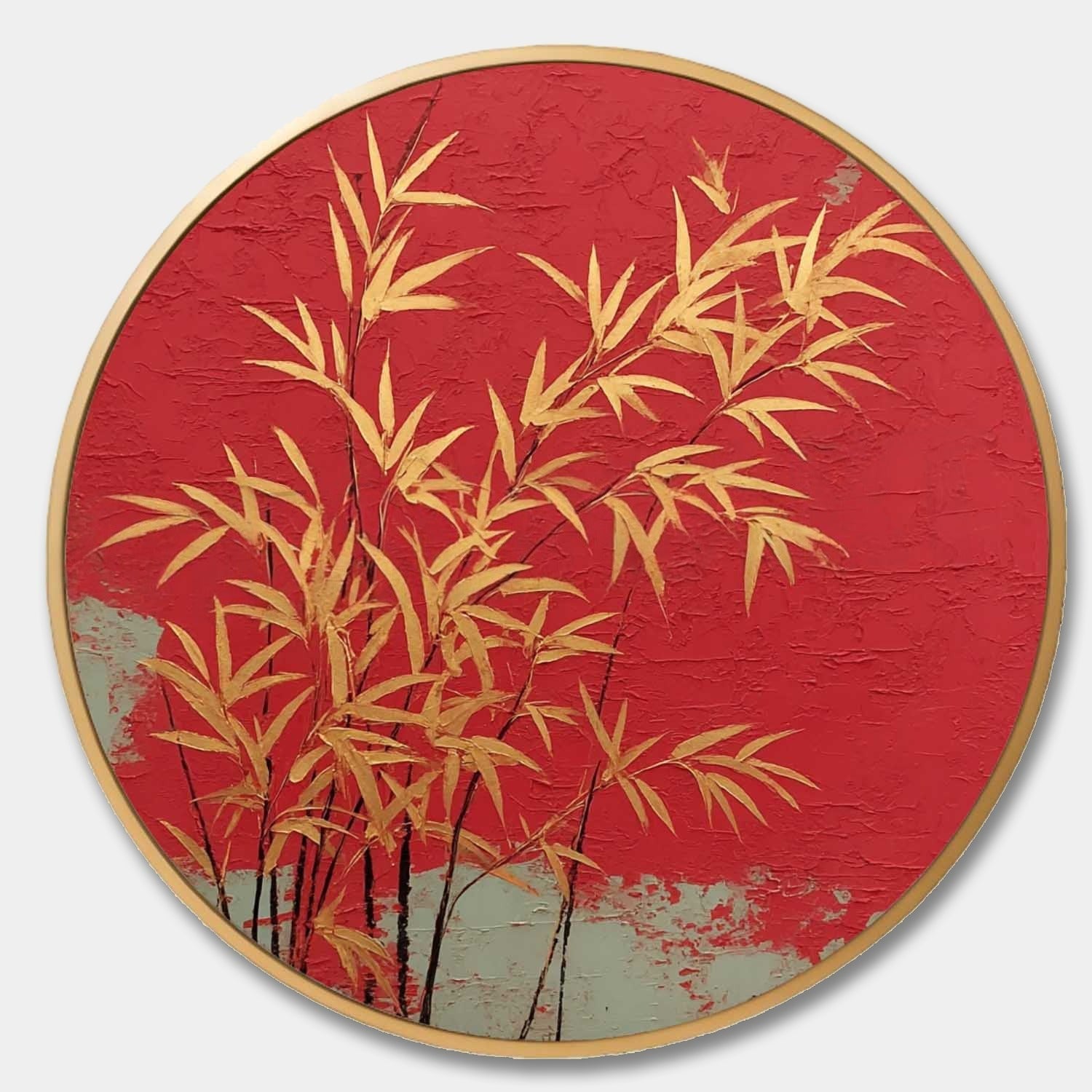 Wall Art Round Golden Bamboo Red - Neutralighting
