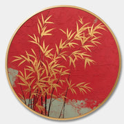 Wall Art Round Golden Bamboo Red - Neutralighting