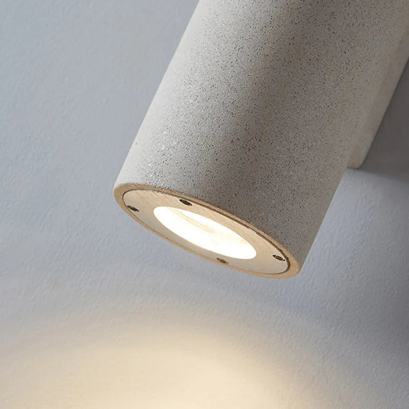 Ray Minimalist Cylindrical Double-headed Cement Outdoor Wall Lamp, Black/White - Neutral Decor