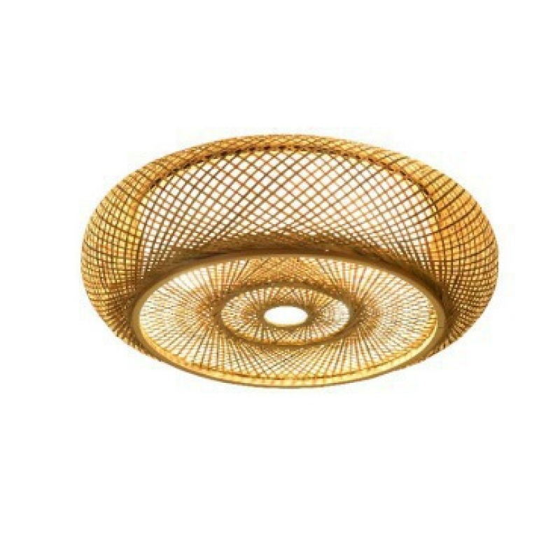 Muto Rattan Woven Rustic LED Flush Mount Ceiling Light - Neutral Decor