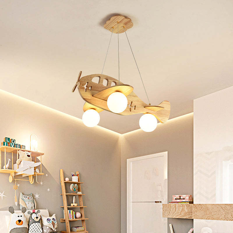 Arisha Vintage Airplane Shape Pendant Light, Wood - Neutral Decor