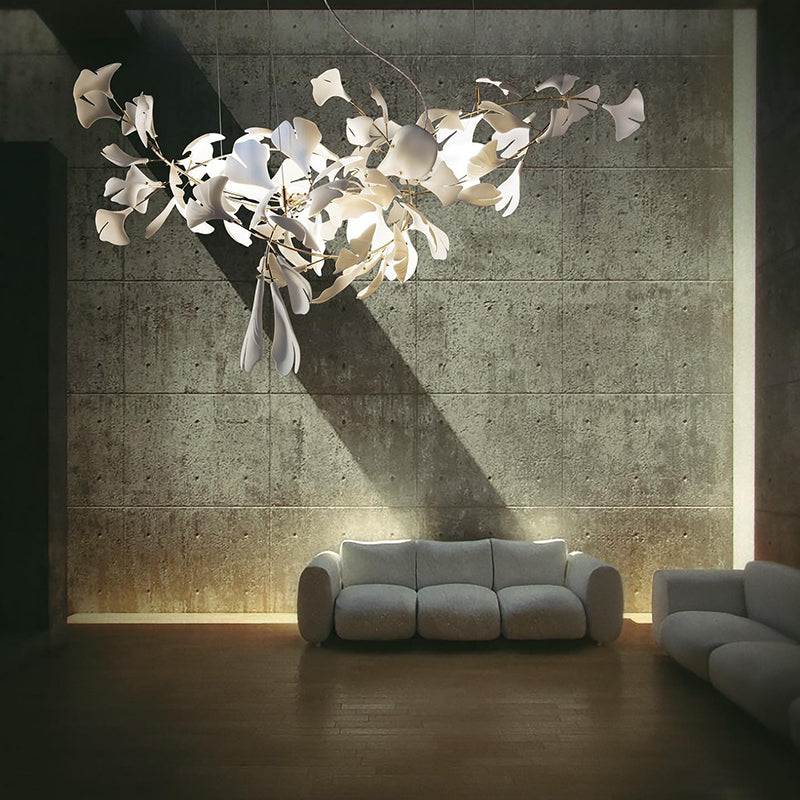 Olivia Luxury Ceramic Chandelier Large Foyer, Gingko leaf, Living Room - Neutral Decor