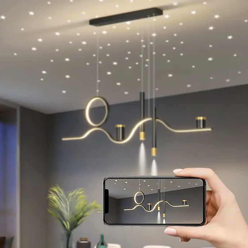 Arisha Modern Metal Linear Starry Night Pendant Light, Black - Neutral Decor