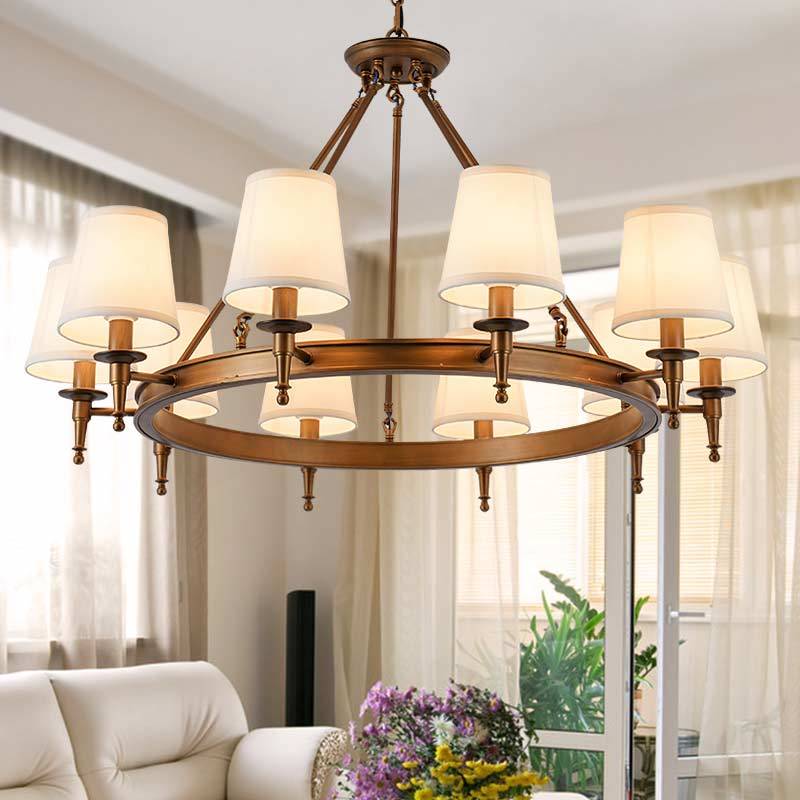Silva vintage Ring Metal/Fabric Chandelier, Black/Copper - Neutral Decor