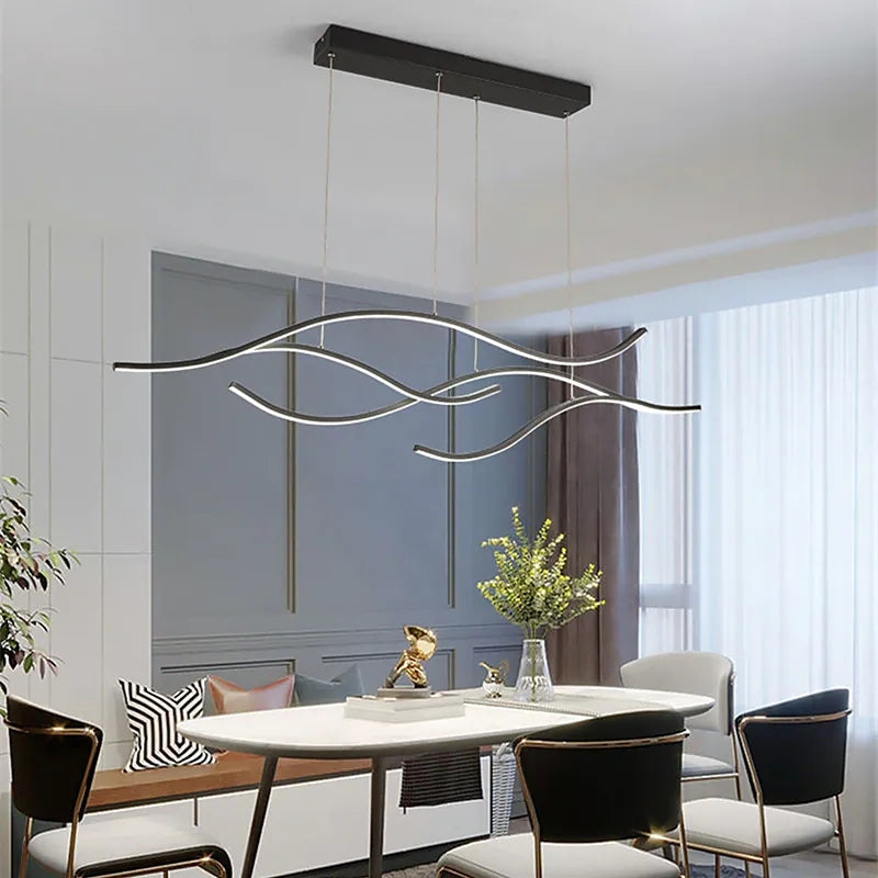 Arisha Pendant Light, Multi-Curved, Black/Gold - Neutral Decor