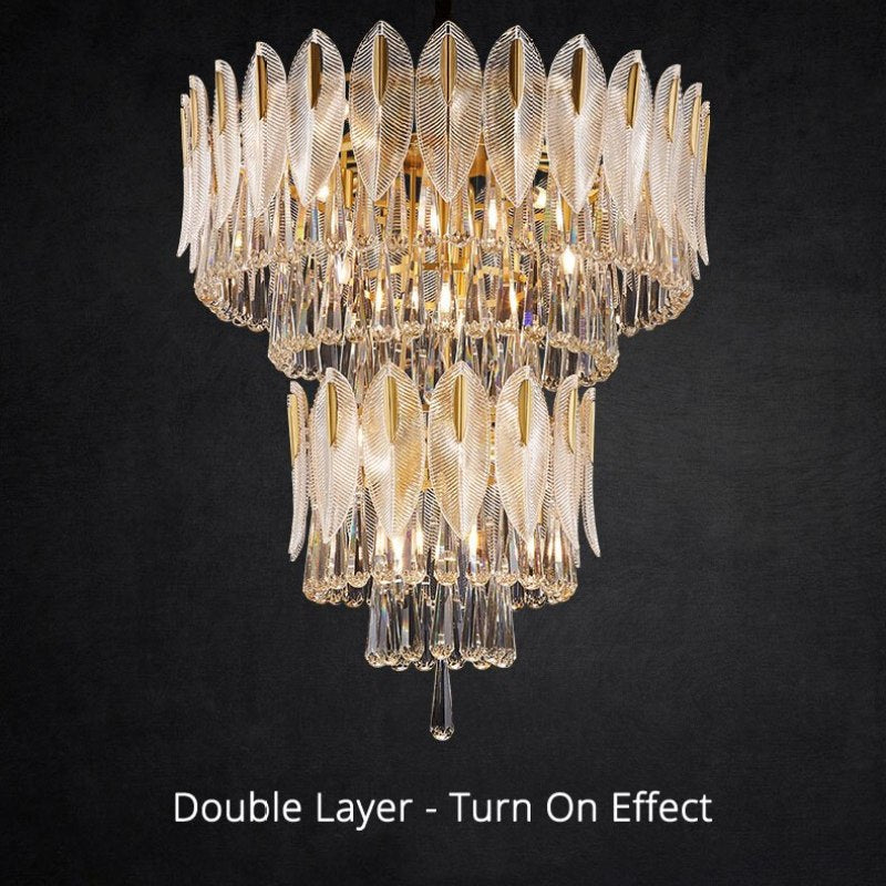 Arisha Luxury Feather Crystal Chandelier, Living Room - Neutral Decor