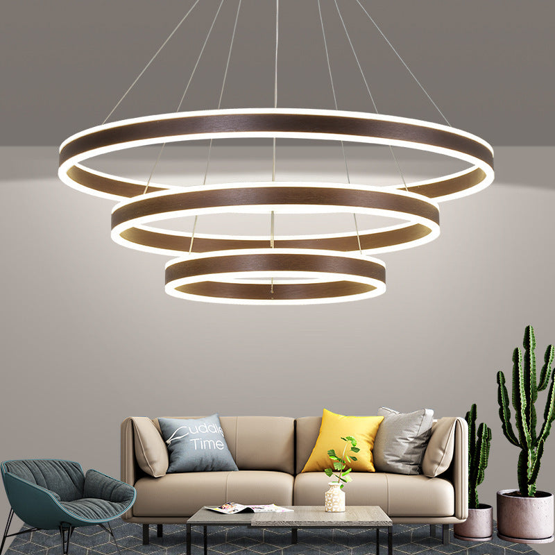 Arisha Moderne Minimaliste Coffee LED Pendant Light, 3 Ring - Neutral Decor