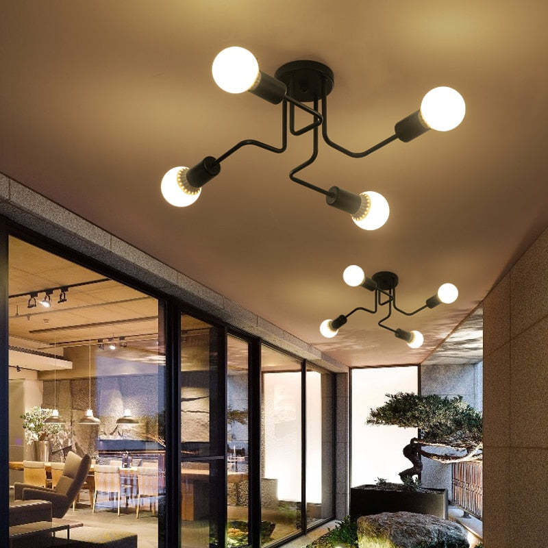 Arisha Vintage Modern Minimalist Industrial Metal Black Ceiling Lamp - Neutral Decor