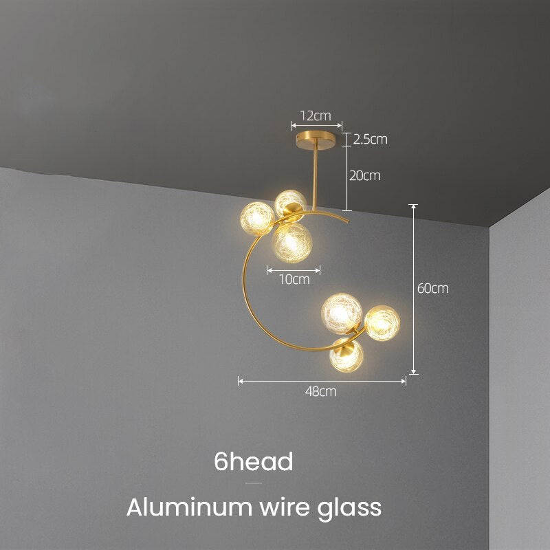 Valentina Modern Glass Globe Pendant Light, Metal & Glass, 3 Style - Neutral Decor