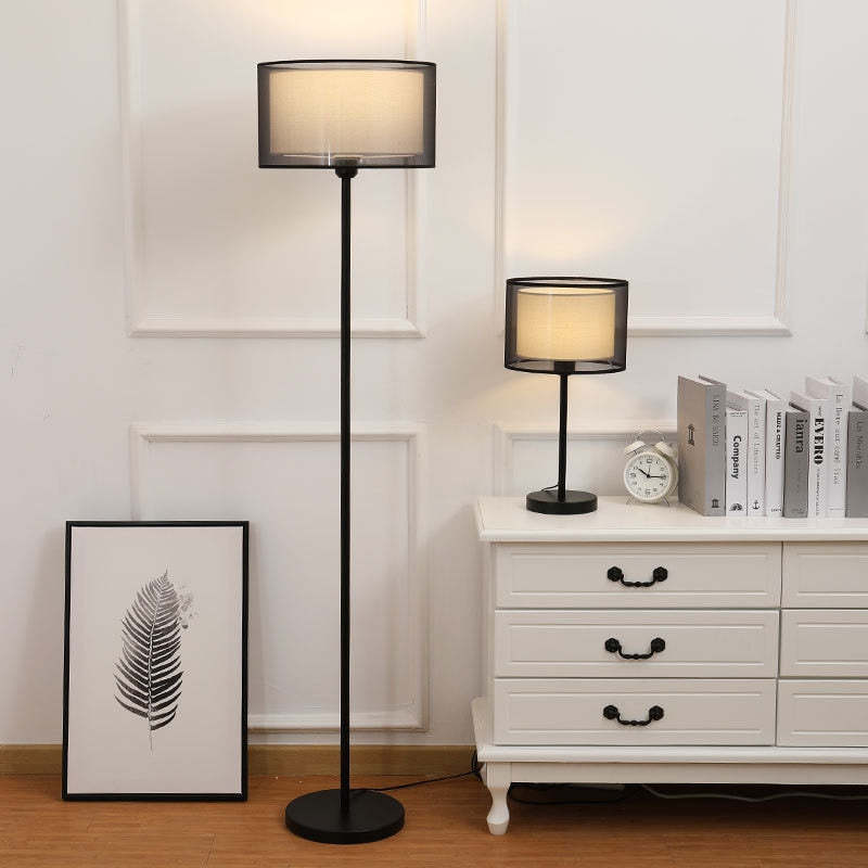 Baines Fabric Lampshade Table & Floor Lamp, 2 Colour - Neutral Decor