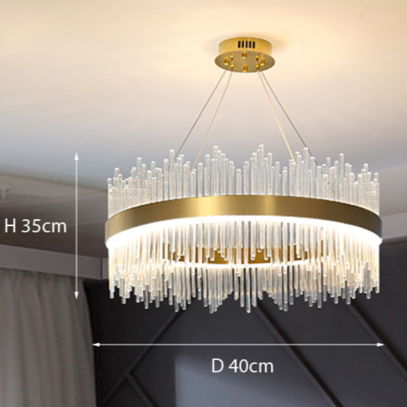 Kristy Modern Round/Rectangular Chain Chandelier, Gold - Neutral Decor