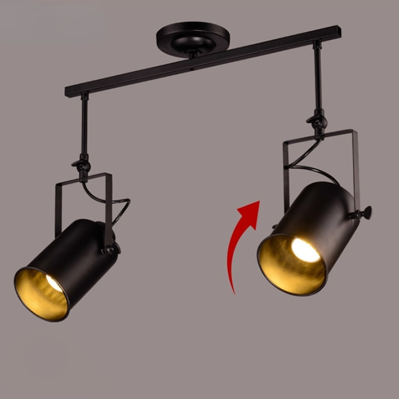 Silva Vintage Adjustable Semi-Flush Mount Ceiling Light, Black - Neutral Decor