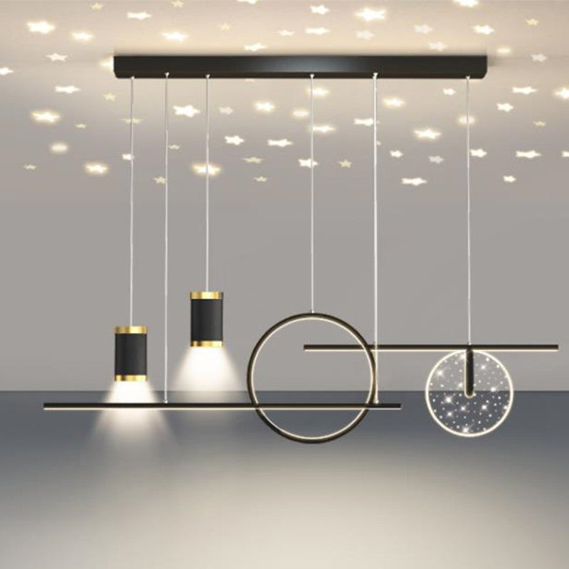 Arisha Modern Metal Starry Pendant Light, Black/White/Gold - Neutral Decor