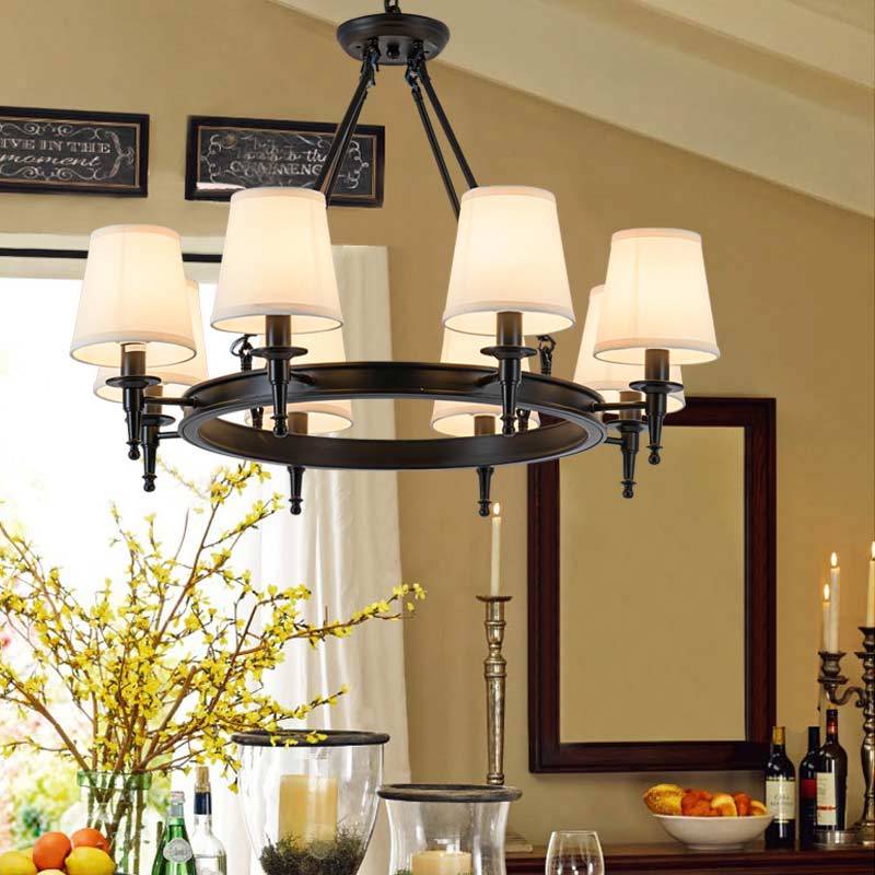 Silva vintage Ring Metal/Fabric Chandelier, Black/Copper - Neutral Decor