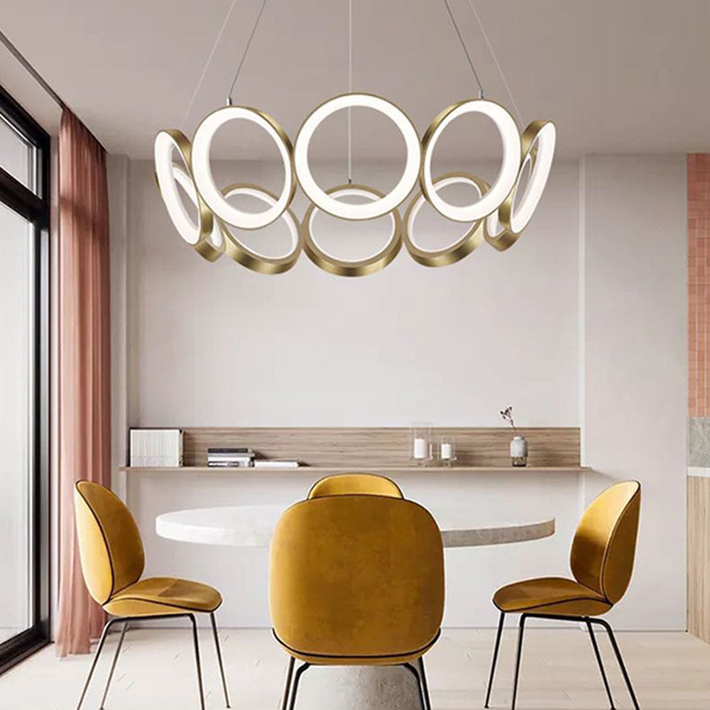 Arisha Luxury Ring Metal Pendant Light, Gold - Neutral Decor