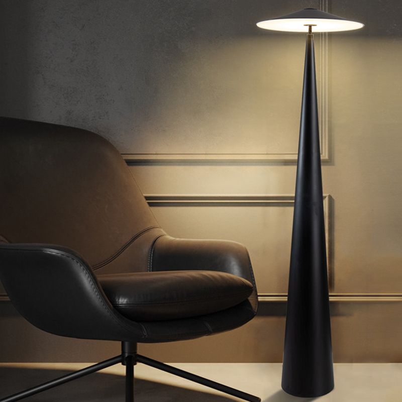 Salgado Modern Saucer Shaped Metal Floor Lamp,Black - Neutral Decor