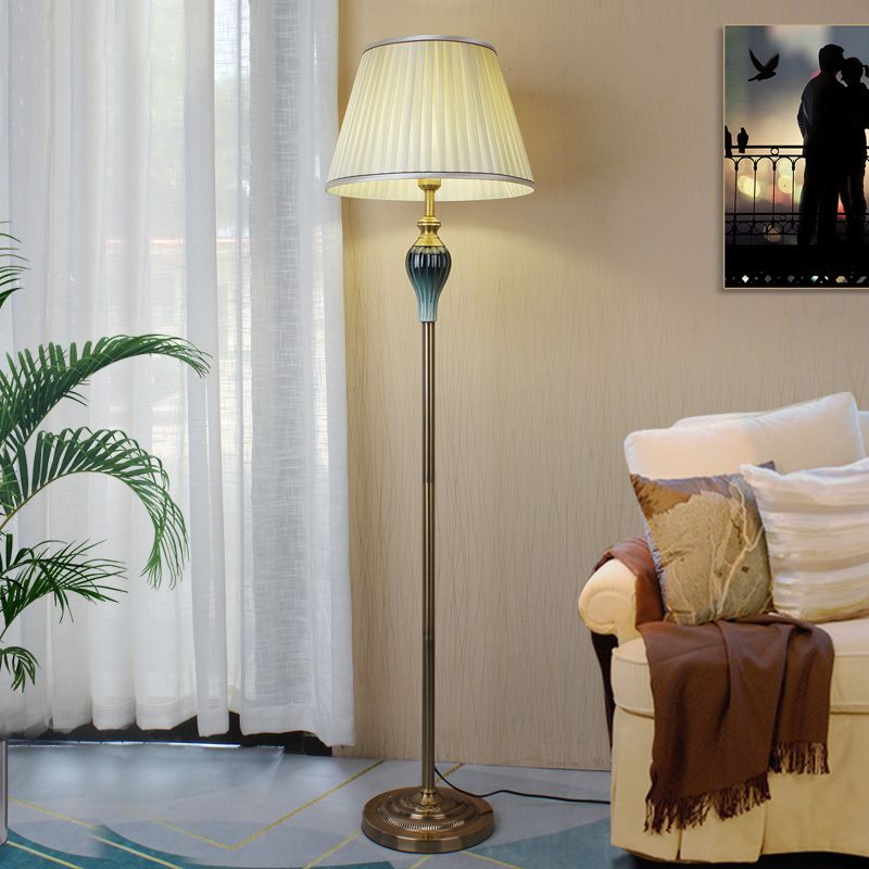 Eryn Antique Floor Lamp, Multi Colors, Metal/Fabric, Bedroom - Neutral Decor