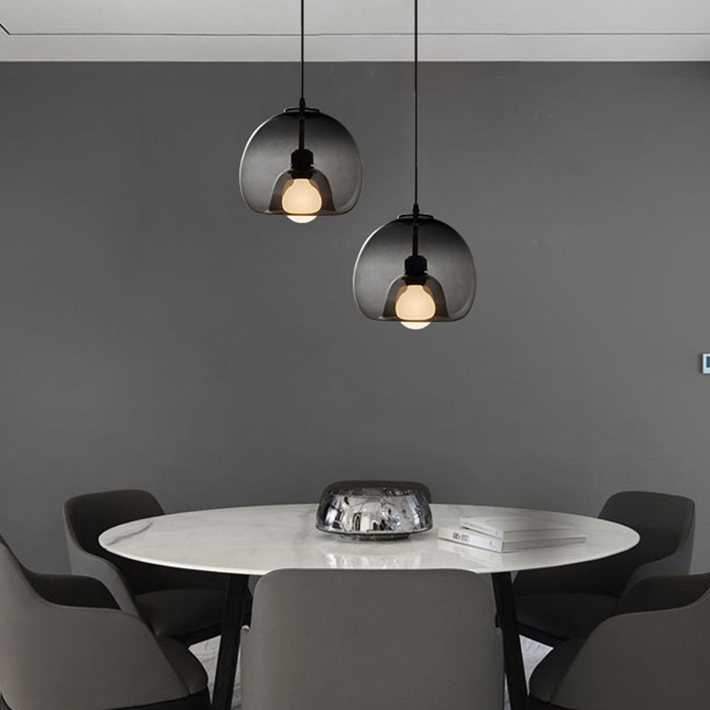June Globe Glass Pendant Light, Amber/Smoky Grey-Neutral Decor