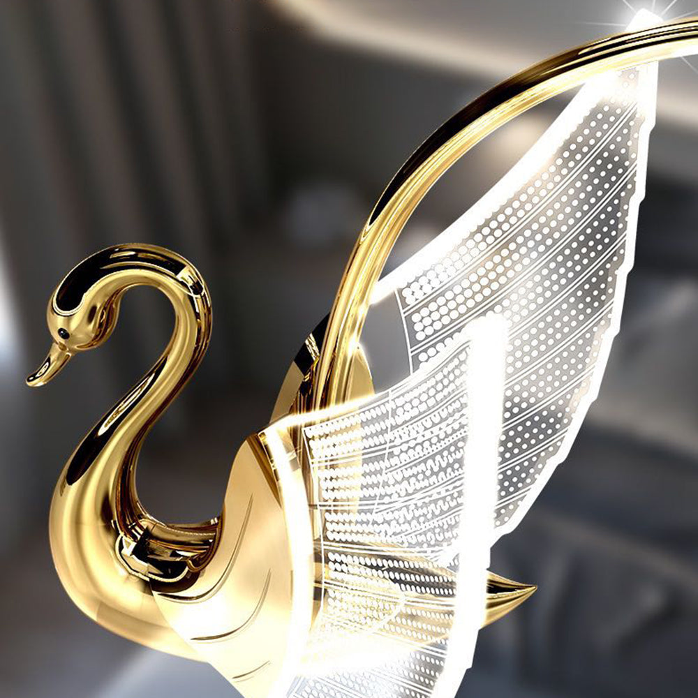 Arisha Art Deco Swan Acrylic/Metal Wall Lamp, Gold/Rose Gold - Neutral Decor