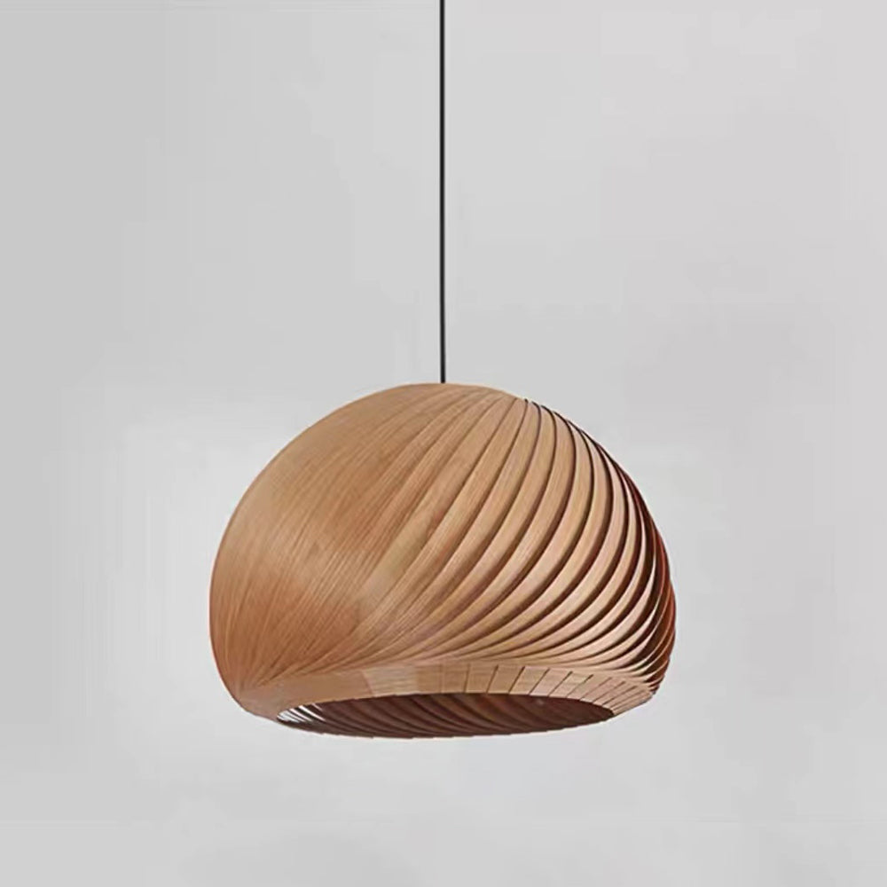 Muto Farmhouse Semi Metal Pendant Light, Brown/Wood - Neutral Decor