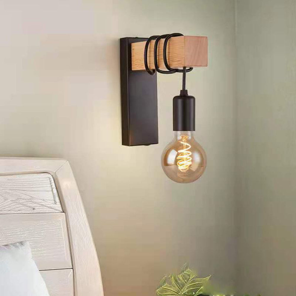 Silva Wall Lamp Bulb Industrial, Metal, Black/White, Living Room - Neutral Decor