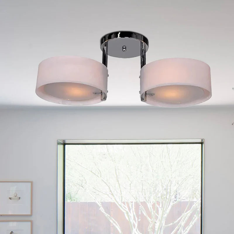 Arisha Flush Mount Ceiling Light Glass White Modern Round Hallway - Neutral Decor