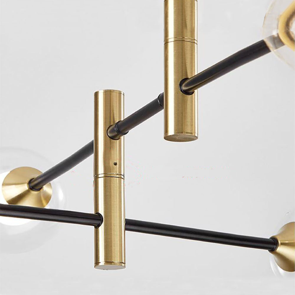 Valentina Nordic Spherical Bubble Metal/Glass Chandelier, Black/Gold - Neutral Decor