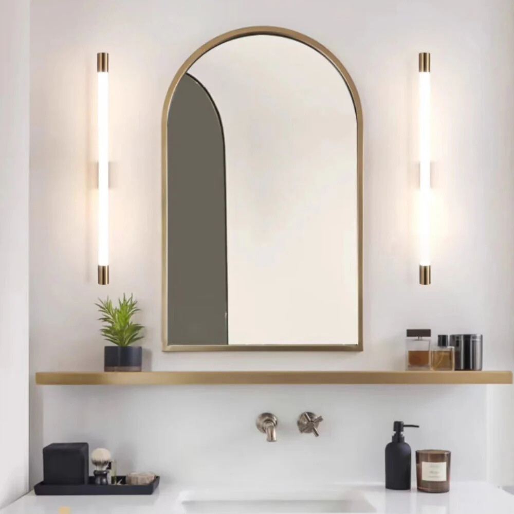 Arisha Modern Gold Mirror Front Vanity Wall Lamp, Metal/Acrylic - Neutral Decor