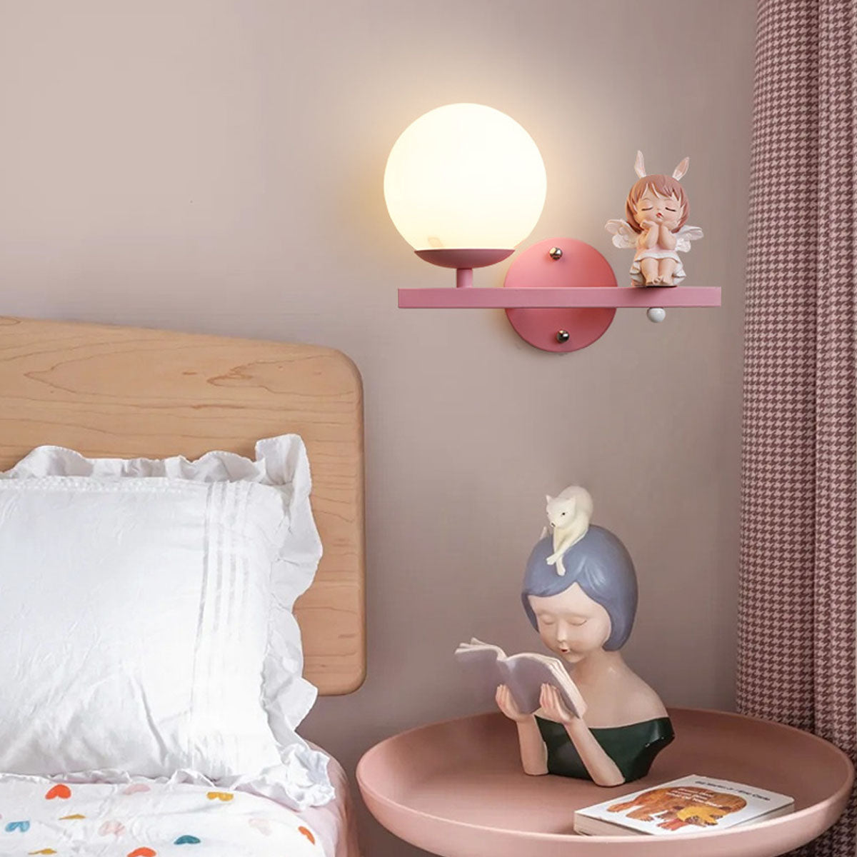 Aria Modern Metal/Glass Wall lamp, White & Pink - Neutral Decor