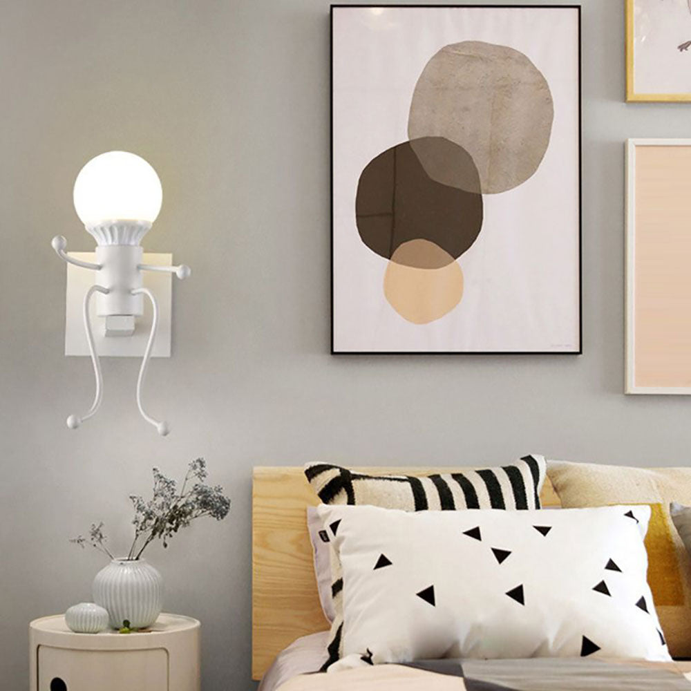Arisha Modern Decorative Man Metal Wall Lamp, White/Black - Neutral Decor