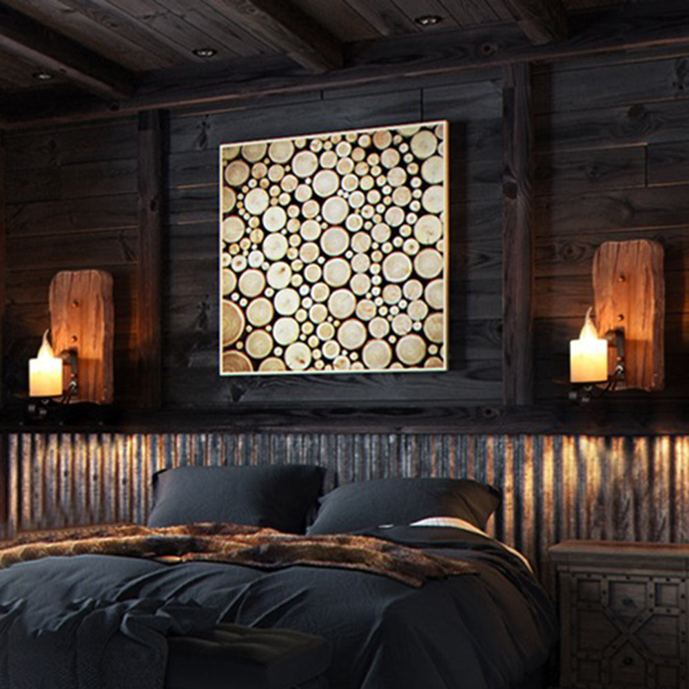 Epoch Wall Lamp Rectangular Vintage, Wood/Metal, Bedroom - Neutral Decor