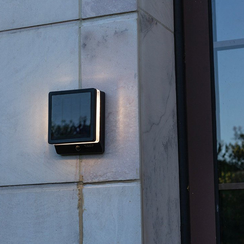 Ray Modern Minimalist Right-Angle Acrylic Sensor Solar Waterproof Outdoor Wall Lamp, Black - Neutral Decor