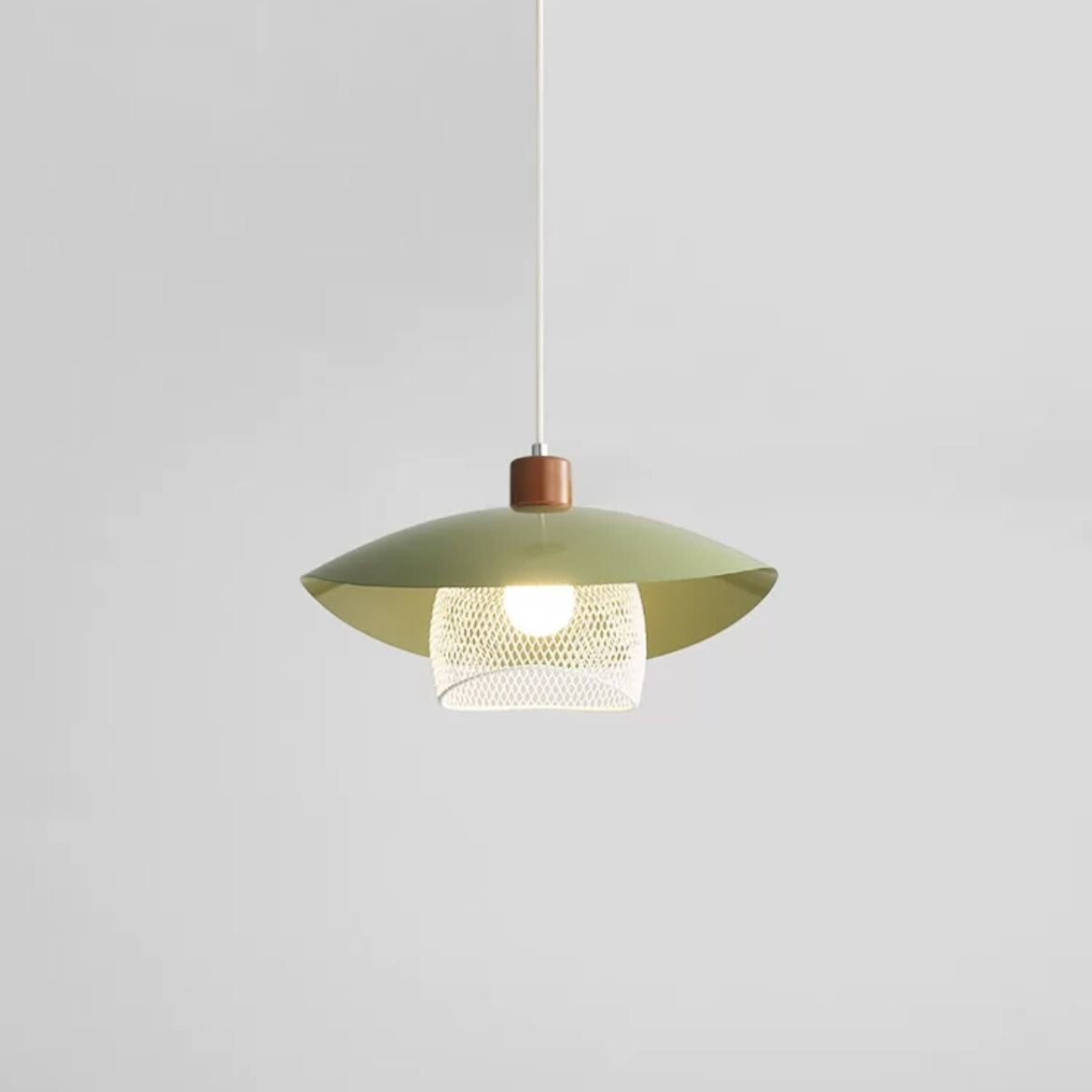 Arisha Modern LED Pendant Light Beige/Green/Wood Dining Room - Neutral Decor