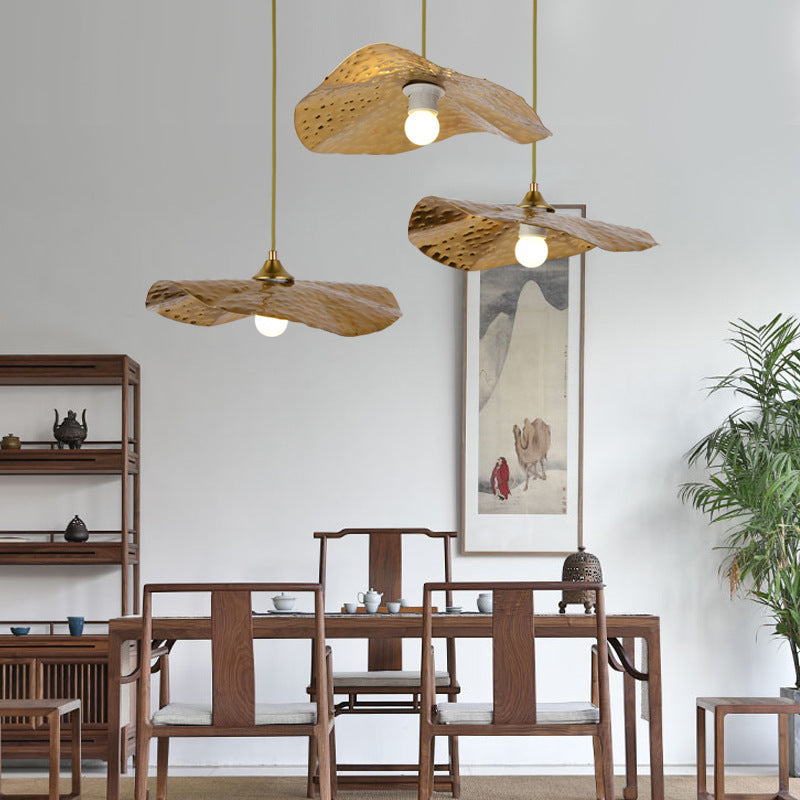 Arisha Natural Lotus Leaf Metal Pendant Light - Neutral Decor
