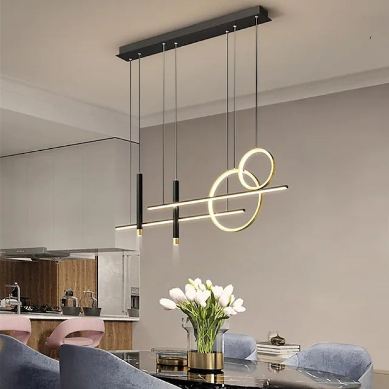 Arisha Modern Pendant Light LED, Double Circle, Gold/Black - Neutral Decor