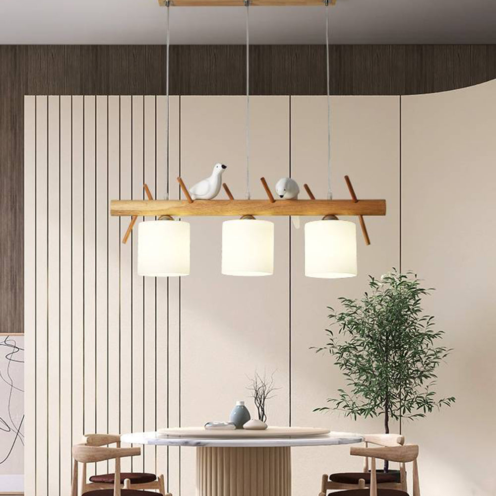 Muto Bird Pendant Light Wood, 2/3 Heads - Neutral Decor